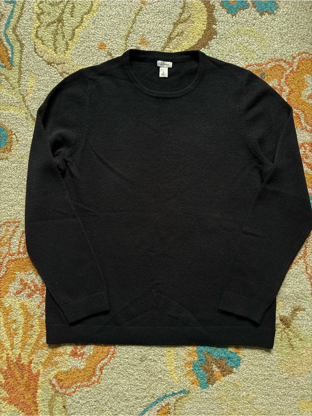 L.L. Bean Black Cashmere Long Sleeve Crewneck Sweater Women’s Large Petite